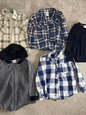 Lot of toddler boy long sleeve button up shirts sweaters plaid 4-5/5T/5